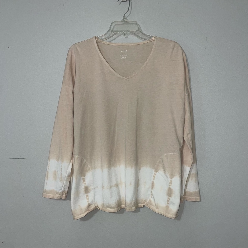 Pure Jill J. Jill Women's Cotton Tie-Dye Oversized Shirt Top With Pockets Sz M